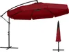 A red cantilever umbrella is shown open on the left, and closed on the right, against a white background. Produktbild-Vorschau