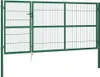 A green metal garden gate with two panels and posts, shown against a white background. Náhľad obrázku produktu