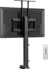 A motorized TV lift stand with a remote control is shown against a white background. Produktbild-Vorschau