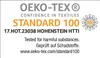 OEKO-TEX STANDARD 100 certification logo and text. Produktbild-Vorschau