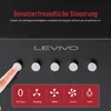 Close-up of a control panel with buttons and icons, with a finger pressing a button. Produktbild-Vorschau