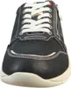A close-up front view of a blue men's shoe with white laces. Produktbild-Vorschau