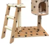 Katzen-Kratzbaum Sisal 150 cm Beige mit Pfoten-Aufdruck Produktbild-Vorschau 3