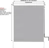 Diagram showing the dimensions of a roller blind, with text explaining the difference between order width and fabric width. Produktbild-Vorschau