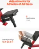 Close-up views of an adjustable weight bench, highlighting its seat adjustment features. Produktbild-Vorschau