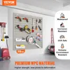 A garage or workshop setting with a wall-mounted organizer displaying tools and sports equipment, with marketing text and icons on the right. Podgląd zdjęcia produktu