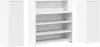 A white cabinet with shelves is shown from the front, with two side views of the cabinet doors. Produktbild-Vorschau