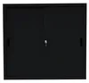 A black metal cabinet with sliding doors and a lock. Produktbild-Vorschau