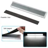 A collage of images showing a magnetic LED light strip, its components, and its use. Produktbild-Vorschau