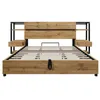 A modern bed frame with integrated shelving and storage. Produktbild-Vorschau