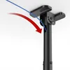 A close-up view of a black ceiling mount bracket for a TV, showing how a blue cable is routed through it, indicated by a red arrow. Anteprima dell’immagine prodotto