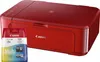 A red Canon Pixma printer and a multi-pack of ink cartridges are shown against a white background. Produktbild-Vorschau