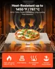 A pizza stone with a pizza on it inside an oven, with heat graphics. Náhľad obrázku produktu