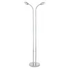 A modern, double-headed floor lamp with a sleek, metallic finish. Produktbild-Vorschau