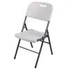 A white folding chair with a gray metal frame is shown against a white background. Produktbild-Vorschau