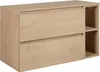 A light brown wooden cabinet with two drawers and an open shelf on the right side, shown against a white background. Podgląd zdjęcia produktu