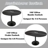 The image displays two different sizes of an extendable dining table, with dimensions and seating capacity indicated. Náhled obrázku produktu