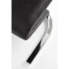 A close-up view of a black leather chair seat and its chrome metal base. Voir les images du produit