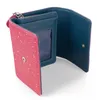 An open pink and blue wallet with a speckled pattern. Produktbild-Vorschau