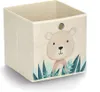 A beige storage cube with a cartoon bear and foliage design. Voir les images du produit