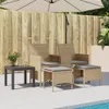 Gartensofa 2-Sitzer mit Tisch und Hockern Beige Poly Rattan Produktbild-Vorschau 3