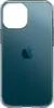 A clear, studio shot of the back of an iPhone 13 case, showing the Apple logo through the transparent back. Produktbild-Vorschau