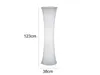 A white floor lamp with dimensions indicated by text overlays. Produktbild-Vorschau