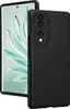 A black silicone phone case is shown next to a smartphone. Produktbild-Vorschau