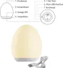Diagram and image of an egg-shaped lamp with a USB cable. Produktbild-Vorschau
