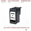 A black ink cartridge is shown against a white background with circular graphic elements. Produktbild-Vorschau
