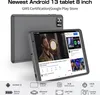 A tablet is shown with its back and front displayed, along with feature callouts at the bottom. Voir les images du produit