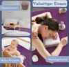 A collage showing a bedroom, a baby in a crib, and a massage scene, all featuring purple bedding. Produktbild-Vorschau