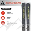 Marketing image for Fischer RC Pulse SLR PRO skis, showing the skis and feature information. Produktbild-Vorschau