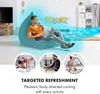 Collage of images showcasing targeted refreshment for different activities: a man relaxing on a beanbag with a laptop, a woman doing a plank exercise, a man working on a computer, and a woman playing with a child in a teepee. Podgląd zdjęcia produktu