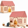 Detský domček červeno-béžový 130x125x95 cm so závesmi a Náhľad obrázku produktu 2