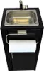 A black mobile sink unit with a stainless steel basin and a paper towel holder attached to the front. Produktbild-Vorschau