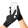 Hands wearing black gloves are interacting with a smartphone. Produktbild-Vorschau