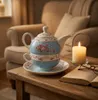 Zestaw do herbaty porcelanowa filiżanka i czajniczek 400ml Podgląd zdjęcia produktu 7