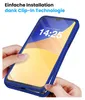 Hands are shown installing a blue phone case onto a smartphone. Produktbild-Vorschau