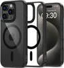 A black and clear iPhone case with MagSafe technology is shown from multiple angles, with a phone inside one of the cases. Podgląd zdjęcia produktu