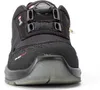 A close-up, front-facing view of a black safety shoe. Produktbild-Vorschau