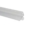 A close-up, angled view of a clear plastic shower door seal strip with a white rubber or plastic insert. Produktbild-Vorschau