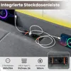Close-up of a bed frame's integrated charging station with cables and devices plugged in. Anteprima dell’immagine prodotto