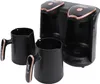 A black electric Turkish coffee maker with two cups, shown on a white background. Produktbild-Vorschau