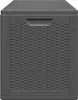 A front view of a dark gray storage box with a woven texture on the front panel and a textured lid. Náhled obrázku produktu
