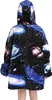 Übergroßer Hoodie mit Galaxie-Muster in Blau-, Lila- und Weißtönen, von hinten gesehen Produktbild-Vorschau