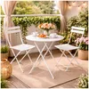 Gartentisch Basil Metall rund klappbar Creme Produktbild-Vorschau 2