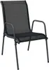 A black metal and textilene outdoor chair against a white background. Produktbild-Vorschau