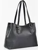 A black leather tote bag is shown against a white background. Produktbild-Vorschau