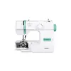 A white sewing machine with turquoise accents is shown against a white background. Produktbild-Vorschau